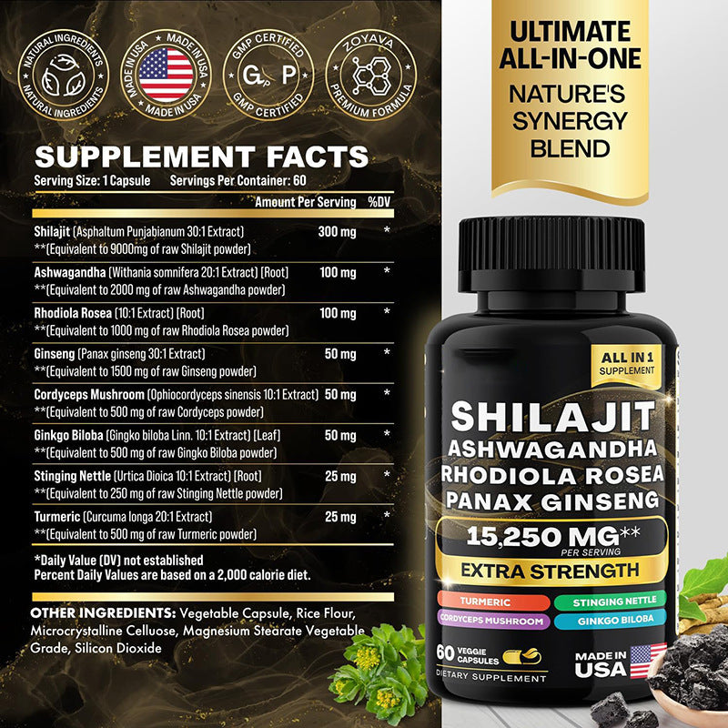 Shilajit Ashwagandha Rhodiola Rosea Panax Ginseng