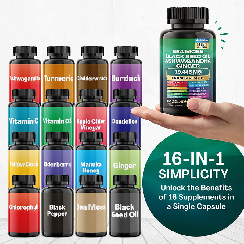 Sea Moss Black Seed Oil Ashwagandha Ginger