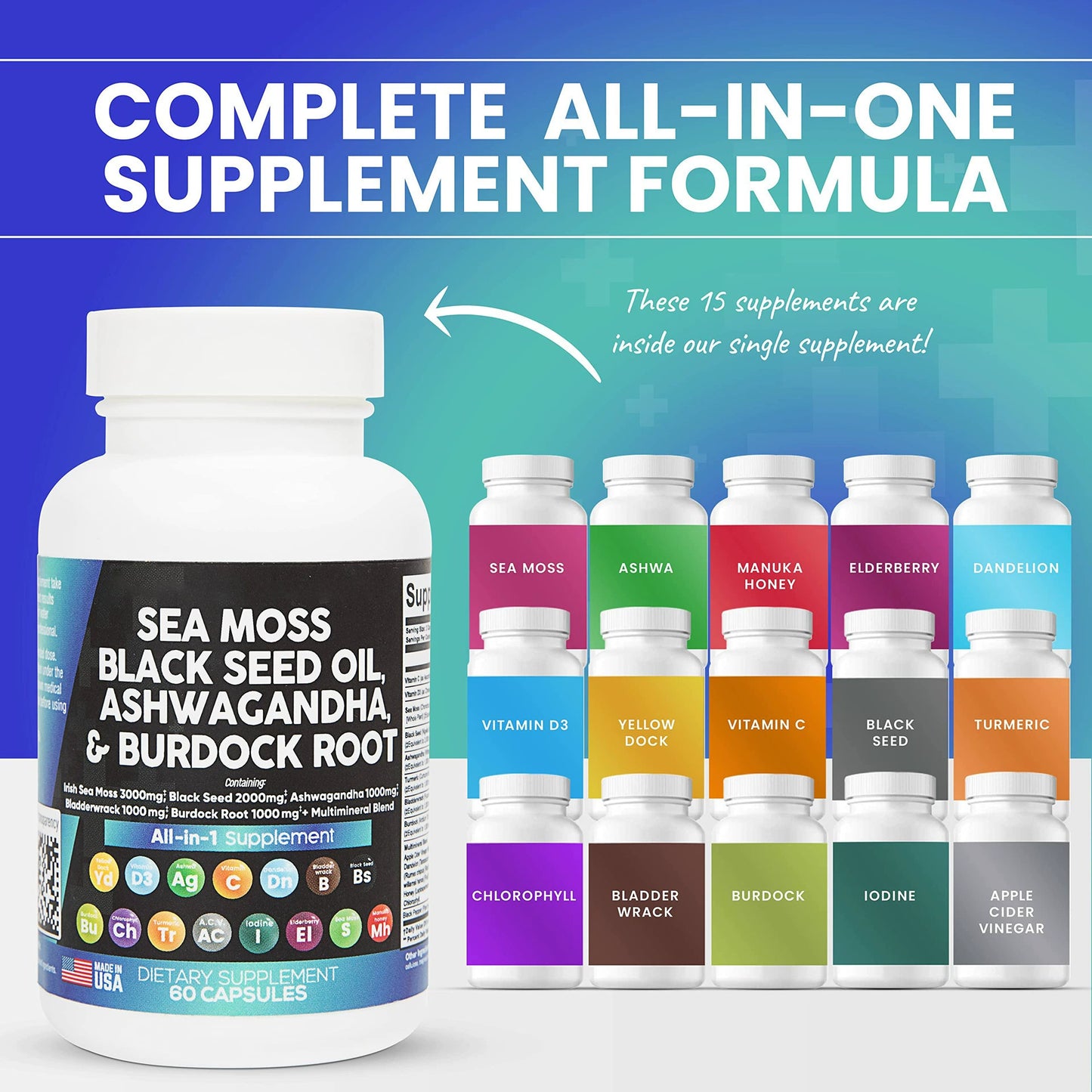 Sea Moss Black Seed Oil, Ashwagandha,& Burdock Root