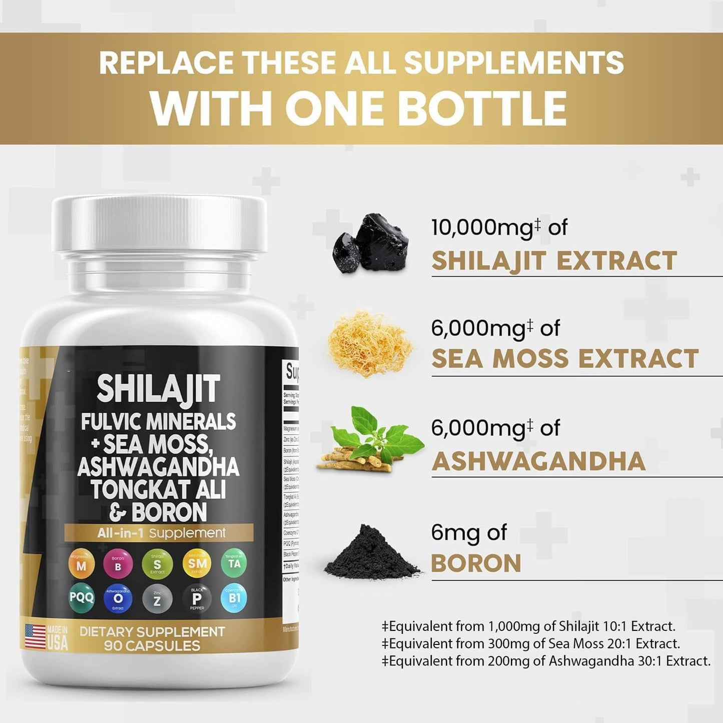 Shilajit Fulvic Minerals+Sea Moss, Ashwagandha Tongkat Ali & Boron