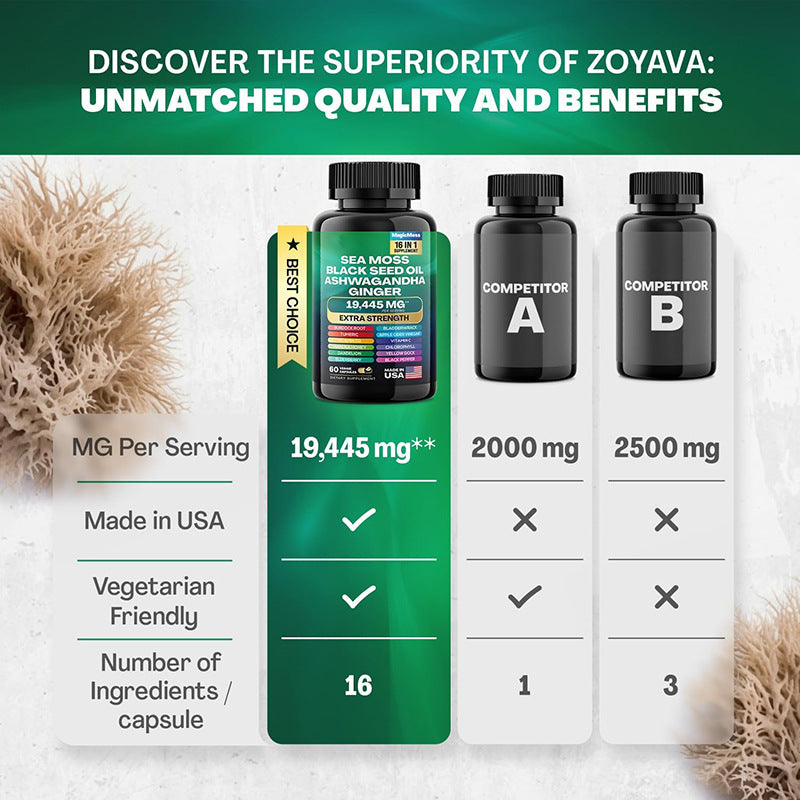 Sea Moss Black Seed Oil Ashwagandha Ginger